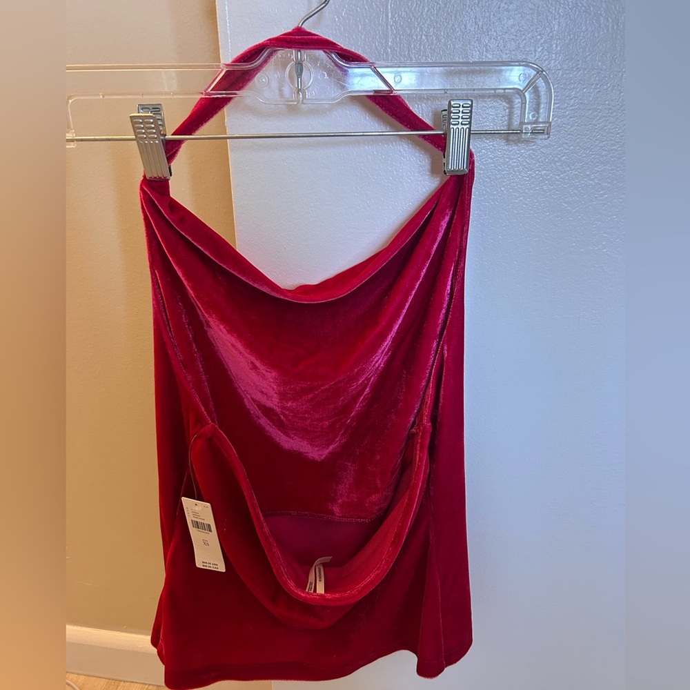 Anthropologie Vibrant Red Velvet Dress